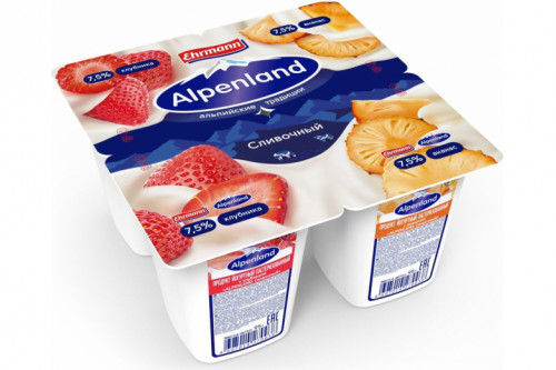 Йогурт Alpenland 7.5% 95 г клубника-ананас Йогурт Alpenland 7.5% 95 г клубника-ананас
