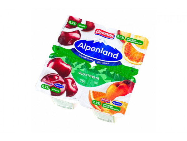 Йогурт Alpenland 0.3% 95 г вишня-нектарин-апельсин