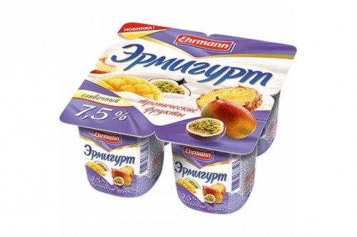 Йогурт "Эрмигурт" экстра сливочный 100г тропические фрукты