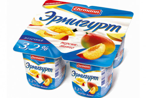 Йогурт "Эрмигурт" сливочный 100г персик-манго