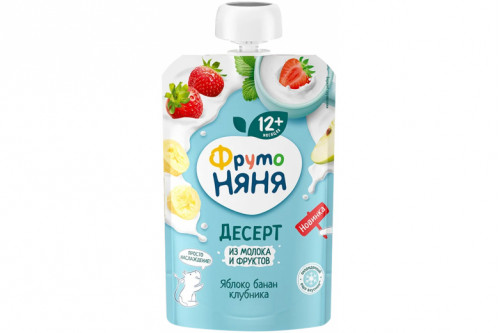 Десерт из молока и фруктов "Фрутоняня" ябл-бан-клуб 90г Десерт из молока и фруктов "Фрутоняня" ябл-бан-клуб 90г