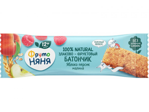 Фруктово-злаковый батончик "Фрутоняня" 80г яблоко-персик-малина Фруктово-злаковый батончик "Фрутоняня" 80г яблоко-персик-малина