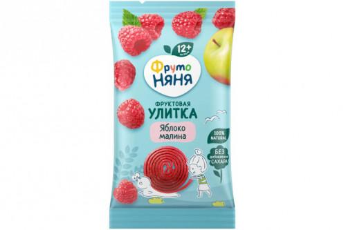 Фруктовые кусочки улитка "Фрутоняня" 15г яблоко-малина