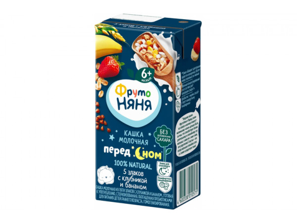Каша молочная "Фрутоняня" 200мл 5 злаков с клубникой и бананом