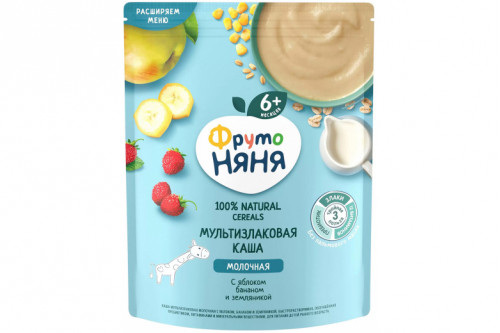 Каша молочная "Фрутоняня" 200г мультизлаковая яблоко-банан-земляника