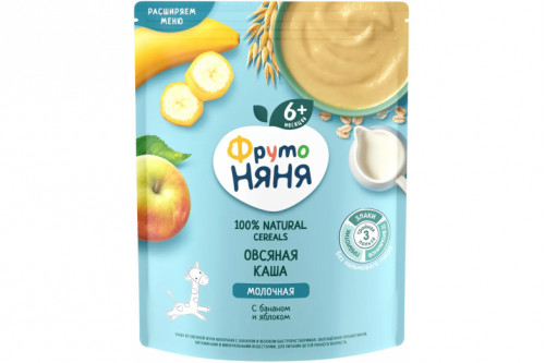 Каша молочная "Фрутоняня" 200г овсяная банан-яблоко Каша молочная "Фрутоняня" 200г овсяная банан-яблоко