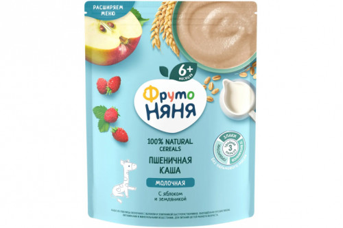 Каша молочная "Фрутоняня" 200г пшеничная яблоко-земляника Каша молочная "Фрутоняня" 200г пшеничная яблоко-земляника
