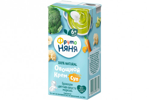 Овощной крем-суп "Фрутоняня" 200мл брокколи-цветная капуста-морковь