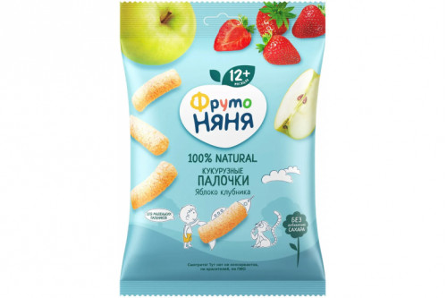 Кукурузные палочки "Фрутоняня" 20г яблоко-клубника