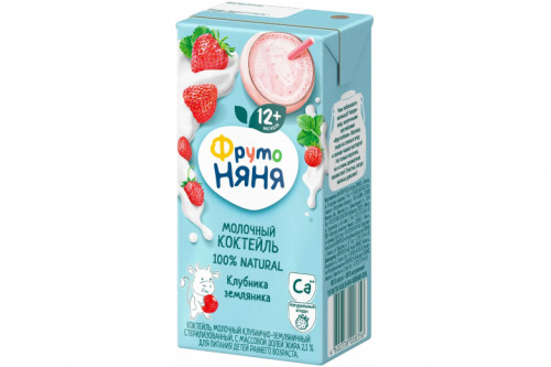 Молочный коктейль "Фрутоняня" 0.2л клубника-земляника