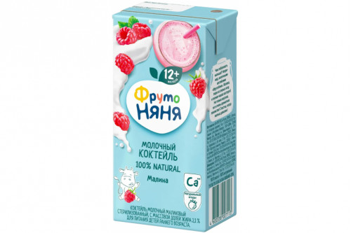 Молочный коктейль "Фрутоняня" 0.2л малина