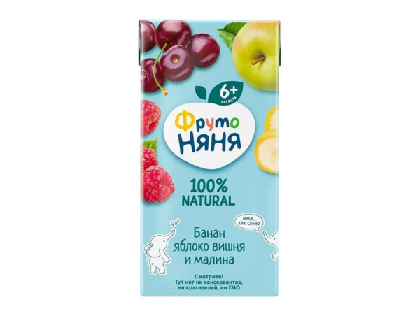 Нектар "Фрутоняня" 0.2л банан-яблоко-вишня-малина
