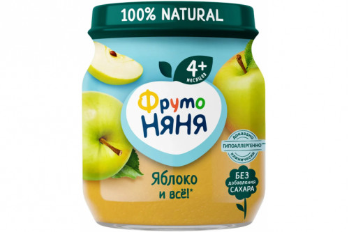 Фруктовое пюре "Фрутоняня" ст/банка 100г яблоко