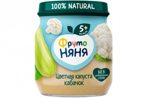 Овощное пюре "Фрутоняня" ст/банка 110г кабачок-цвет.капуста