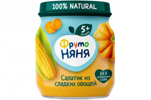 Овощное пюре "Фрутоняня" 110г. Салатик из сладких овощей Овощное пюре "Фрутоняня" 110г. Салатик из сладких овощей