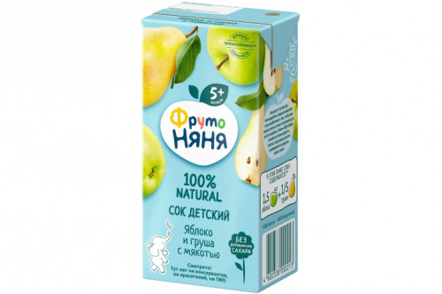 Сок "Фрутоняня" 0.2л яблоко-груша