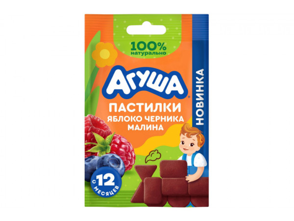 Пастилки фруктовые "Агуша" 12г. Яблоко-Черника-Малина