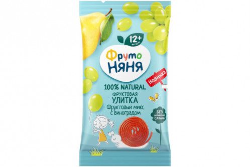 Фруктовые кусочки "ФрутоНяня" улитка 15г. Яблоко-Груша-Слива-Виноград