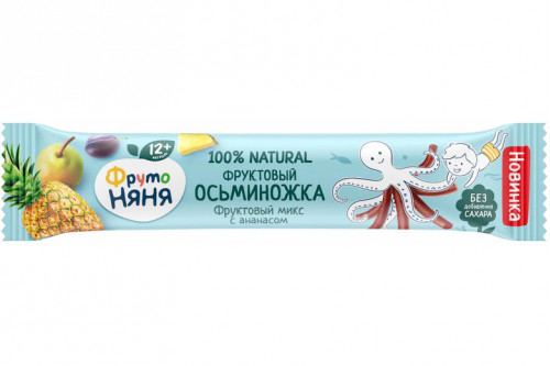 Фруктовые кусочки "ФрутоНяня" осьминожки 16г. Яблоко-Груша-Слива-Ананас