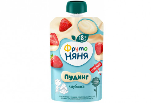 Пудинг молочный "ФрутоНяня" 90г. Клубника