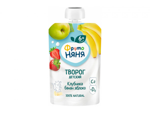 Творог "ФрутоНяня" 4,2% 90г. Клубника-Банан-Яблоко Творог "ФрутоНяня" 4,2% 90г. Клубника-Банан-Яблоко