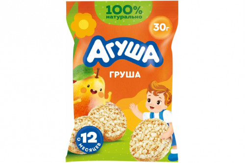 Хлебцы рисовые "Агуша" 30г. Груша