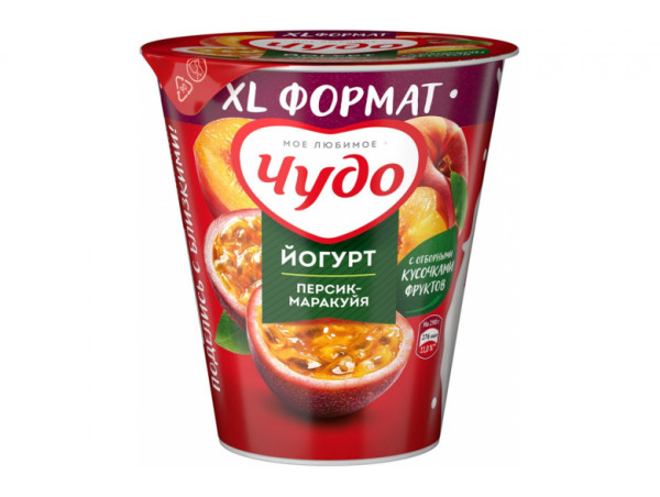 Йогурт вязкий "Чудо" персик-маракуйя 290г