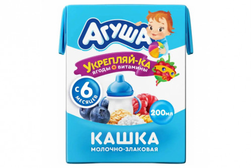 Молочная каша "Агуша укрепляй-ка" 200мл злак-ягоды Молочная каша "Агуша укрепляй-ка" 200мл злак-ягоды