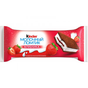 Киндер молочный ломтик 28г. Клубника
