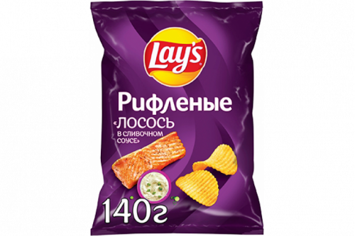Чипсы "Лейс" рифлен. 140г слив.лосось