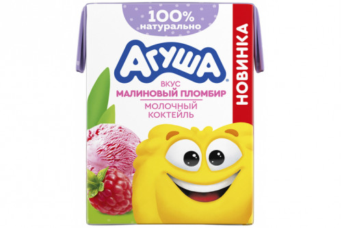 Молочный коктейль "Агуша" 2% 190мл. Малиновый пломбир