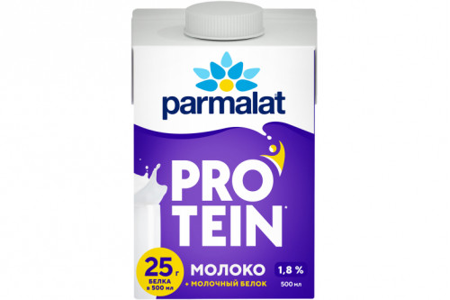Молоко безлактозное "Parmalat Protein" у/пастеризованное 1,8% 500мл.