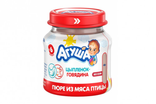 Мясное пюре "Агуша" цыпленок-говядина 80г