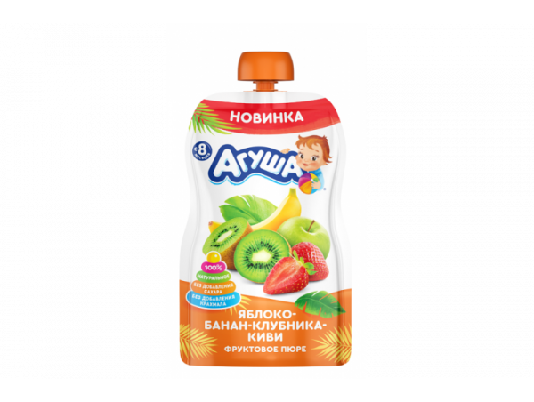 Фруктовое пюре "Агуша" ябл-бан-клуб-киви 90г