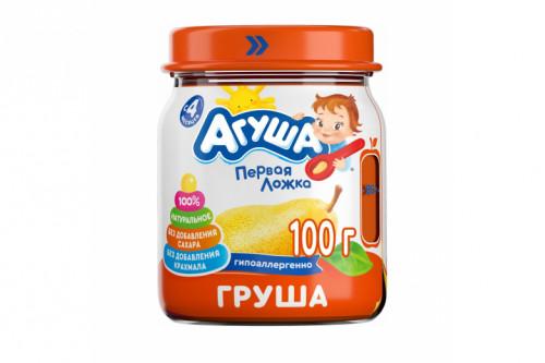 Фруктовое пюре "Агуша" груша 100г ст банка
