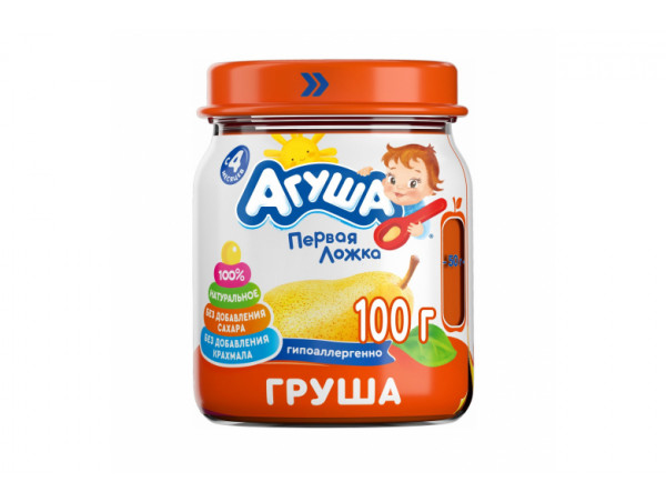 Фруктовое пюре "Агуша" груша 100г ст банка