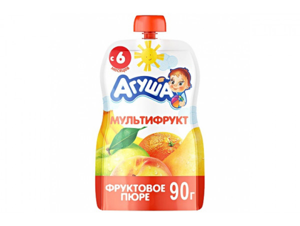 Фруктовое пюре "Агуша" мультифрукт 90г