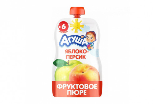 Фруктовое пюре "Агуша" яблоко-персик 90г