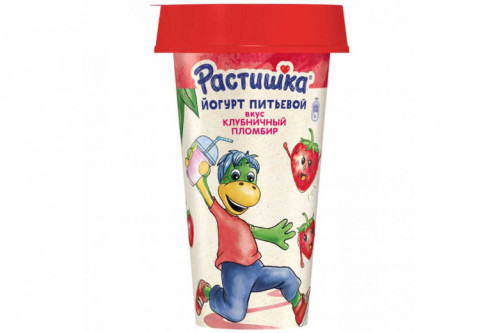 Йогурт питьевой "Растишка" 190г клубничный пломбир