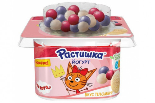 Йогурт "Растишка" пломбир с ягодным драже 116г