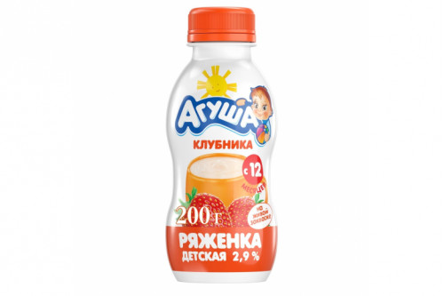 Ряженка "Агуша" клубника 3.2% 180г