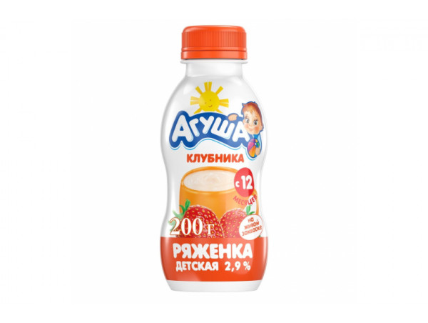 Ряженка "Агуша" клубника 3.2% 180г