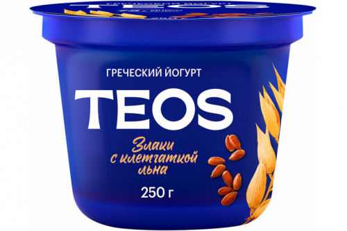 Йогурт греческий Teos "Савушкин продукт" злаки-лен 250г