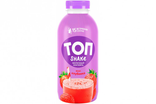 Молочный коктейль "ТОП ШЕЙК" у/пастеризованный 2% 450г. Клубника