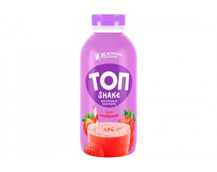 Молочный коктейль "ТОП ШЕЙК" у/пастеризованный 2% 450г. Клубника