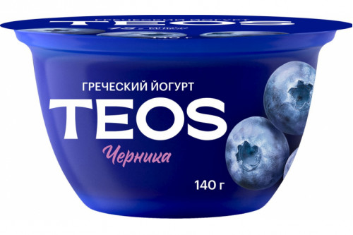 Йогурт греческий Teos "Савушкин продукт" черника 140г Йогурт греческий Teos "Савушкин продукт" черника 140г