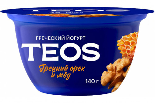 Йогурт греческий Teos "Савушкин продукт" грецкий орех-мед 140г