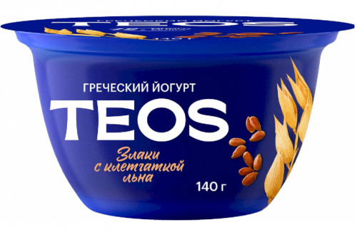 Йогурт греческий Teos "Савушкин продукт" злаки-лен 140г