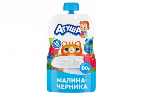 Творог "Агуша" малина-черника пауч 80г