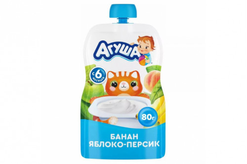 Творог "Агуша" яблоко-персик-банан пауч 80г